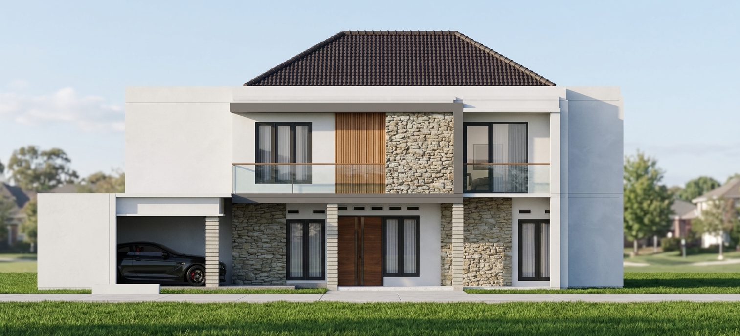 exterior — front elevation with carport